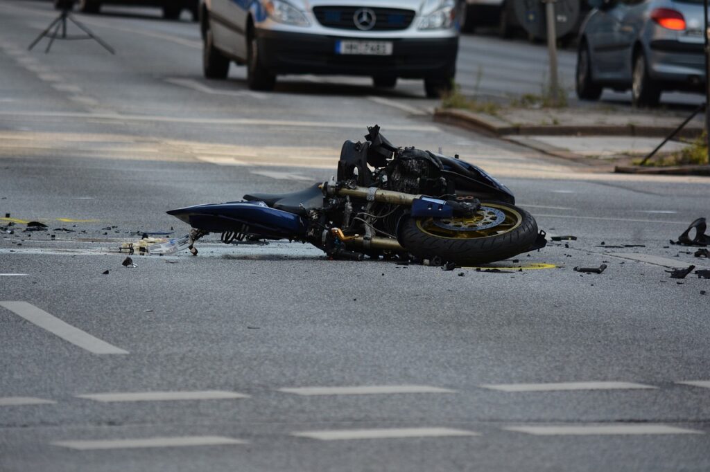 Image of a totaled motorcycle involved in a crash, similar to the motorcycle ridden in a fatal Brownsville, TX, accident.